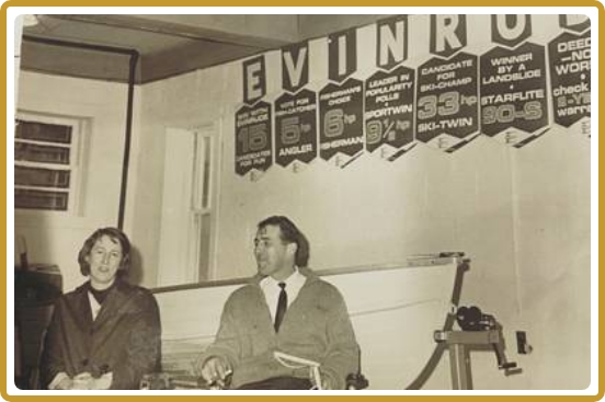 Dan and Nancy Monahan at the original Monahan's Marine store