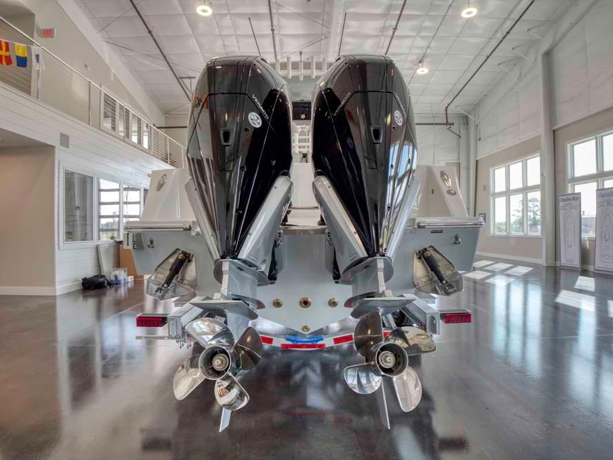 Twin Mercury 300 V8 outboards