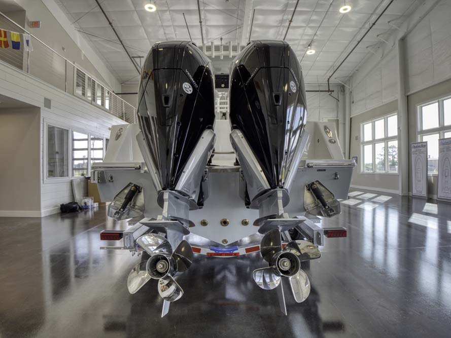 Twin Mercury 300 V8 outboards